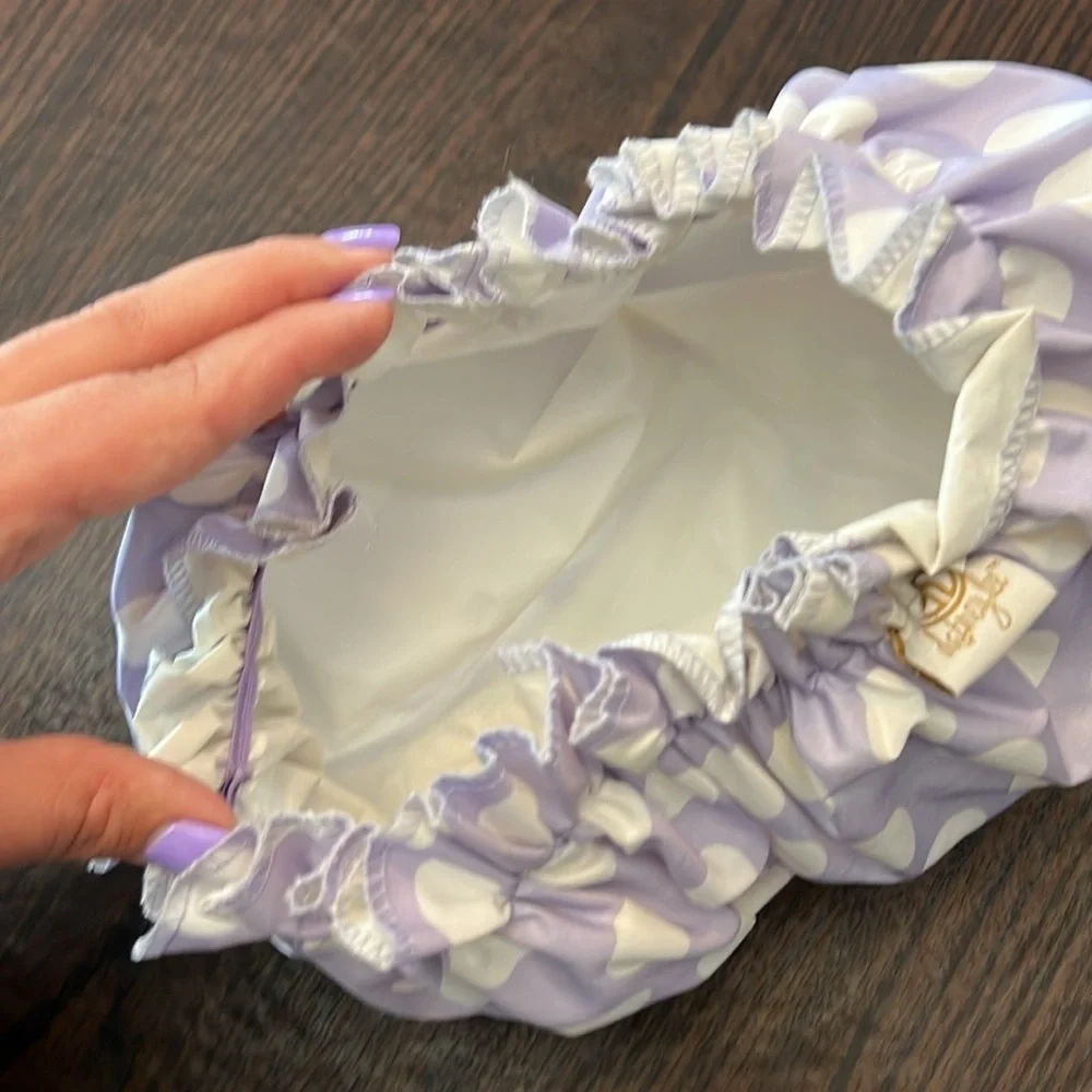 Purple and White Polkadot Shower Cap